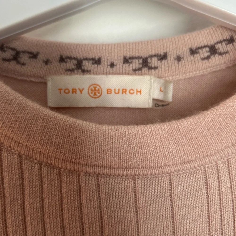 Tory Burch Ribbed Ballet Pink Peplum Sweater Silk/Cashmere Blend Large - Picture 6 of 15